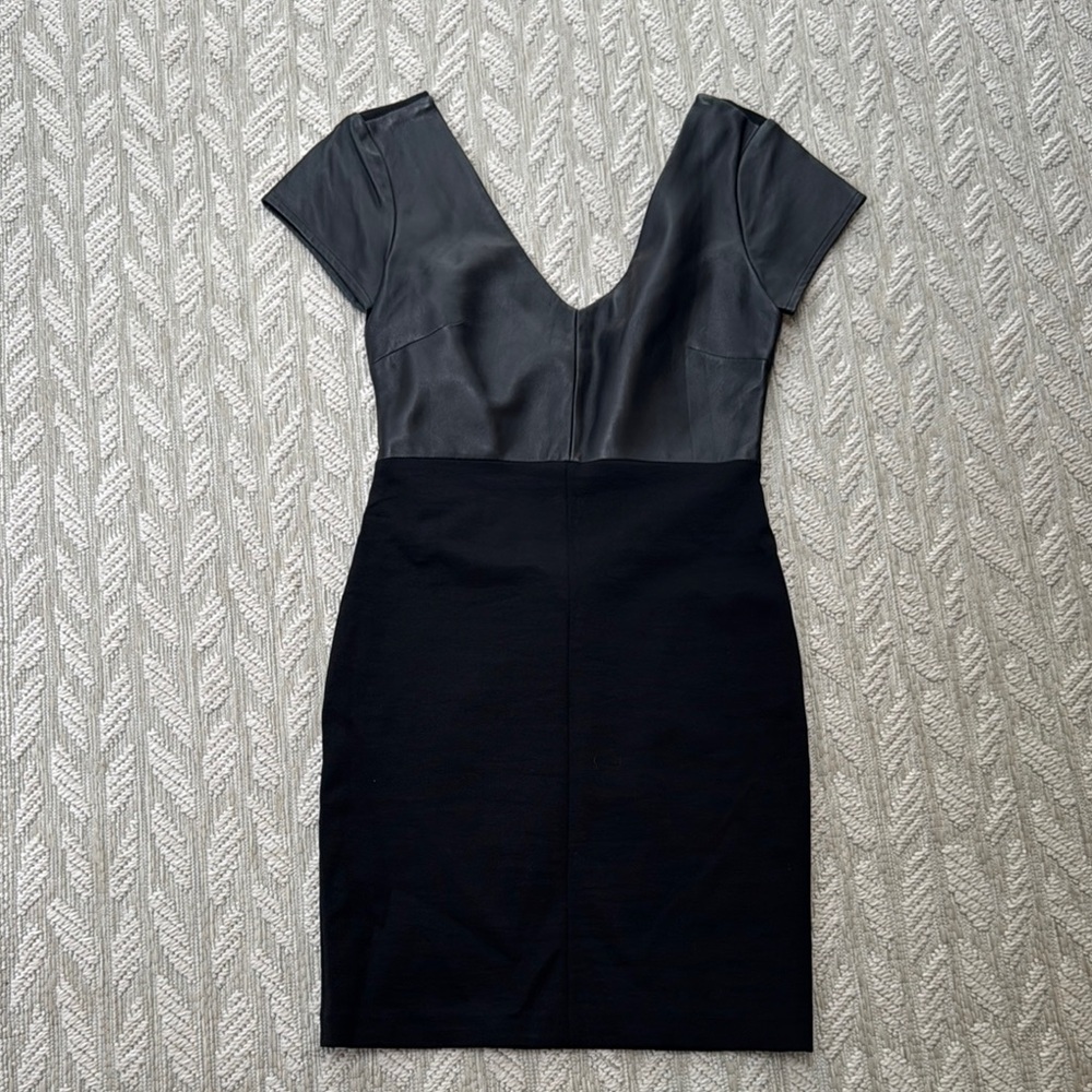 Elegant Leather Top Black Dress